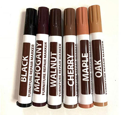 6Pc Furniture Markers Touch Up Repair System Scratch Restore Kit