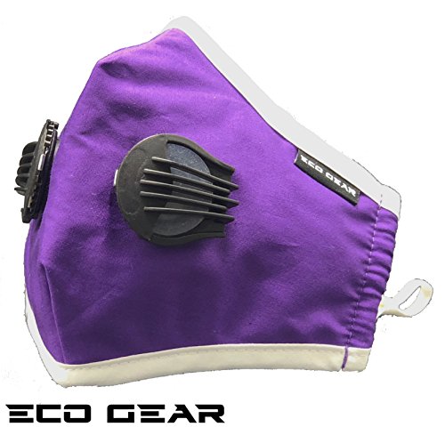ECO-GEAR Anti Pollution Face Mask Particulate Respirator | Washable 2 Filters - color: Purple