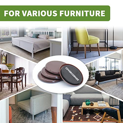 Furniture Sliders for Carpet 16 PCS - 3 1/2 inch Sliders for Moving Furniture – Appliance Slider for for Carpet Brown - size: 16 PCS 3 1/2 inch Brown