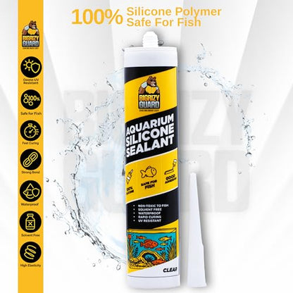 Aquarium Silicone Sealant Clear 10.14 Fl oz Cartridge - Aquarium Safe Silicone for Fish & Plants, 100% Waterproof, Non-Toxic, Solvent Free, Strong Bond, Fast Curing, Transparent (1 Pack) - color: Clear, size: 1 Pack