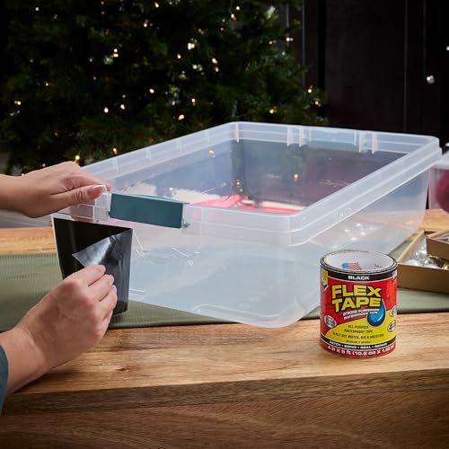 Flex Tape, Original Thick Flexible Rubberized Waterproof Tape - Seal and Patch Leaks, Works Underwater, Indoor Outdoor - Home RV Roof Plumbing and Pool Repairs, Black, 4 in x 5 ft, Pack of 1