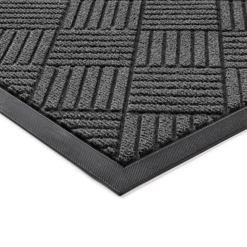 100pointONE Front Door Mat, Heavy Duty Indoor Outdoor Doormat, 48" x 36" Low Profile Outdoor Mats for Home Entrance, Stain and Fade Resistant Welcome Mat Ideal for High Traffic Area, Diamond Grey - color: Grey Diamond, size: 3' x 4' (Rectangular)