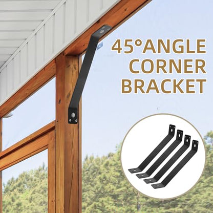 Angle Brackets 4 Pcs 7.3" Inside Mount 45-Degree Angle Corner Braces Inside Joint for Wood Post and Beam Desk Edge Box Pergola Gazebo DIY Kit - size: 7-1/4'' x 1-1/2''
