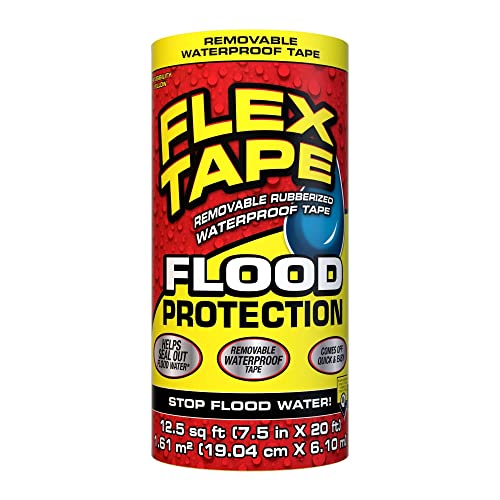 Flex Tape Flood Protection, 7.5 in x 20 ft, Waterproof Rubberized Tape, Removable, Use on Windows, Doors, Garage Doors, Casings, Thresholds, Conduits, Vents, Ducts - style: 7.5" X 20'