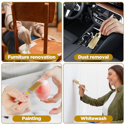 3 Packs Trim Paint Brush for Walls, Round Paint Brushes for Touch up House Wall Edges, Detail Areas Small Repairs Art, Sash, Baseboards and Corners