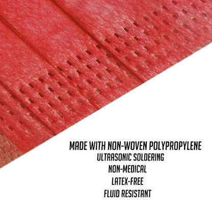 Disposable 50 PCS Face Mask Made in USA 3-Ply Breathable Mouth Cover Protection - color: Red, size: 50 Count (Pack of 1)