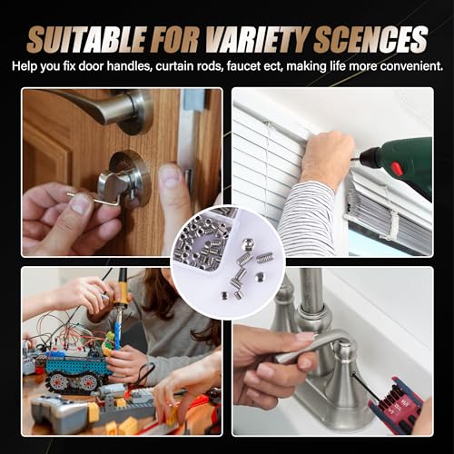 2030PCS Set Screws Assortment Kit, 35Sizes Metric & SAE Stainless Steel Screws, Allen Head Socket Hex Grub Set Screws for Bathroom Fixtures, Towel Bar (M2-M8, 1/8"-40 to 5/16"-18) - size: 2030PCS 35Size