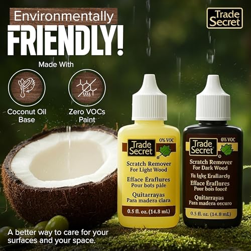 Trade Secret Scratch Remover Mini Pro Set (2x 0.5 oz), Restore & Conceal Small Scratches on Dark & Light Wood Furniture and Flooring – Coconut Oil-Based Formula - color: Mini Pro Set