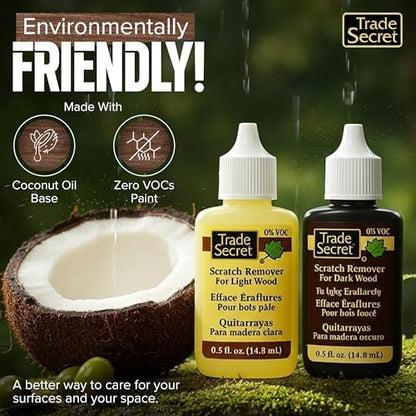 Trade Secret Scratch Remover Mini Pro Set (2x 0.5 oz), Restore & Conceal Small Scratches on Dark & Light Wood Furniture and Flooring – Coconut Oil-Based Formula - color: Mini Pro Set