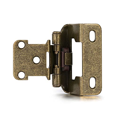4 Pack (2 Pair) Antique Brass Cabinet Hinges for Kitchen Cabinet Door, Partial Wrap Self Closing 1/2" Overlay Kitchen Cabinet Hinges, Semi Hidden Cabinet Hinge for Cabinet Doors - color: Antique Brass
