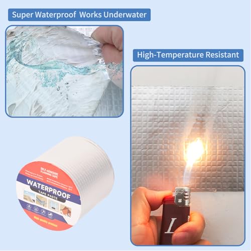 4" W X 16.4'L Waterproof Tape for Leaks Aluminum Butyl Tape with Adhesive for RV Repair, Glass Repairs, Air Mattress Patch, Window Caulking, Boat Sealing, Roof Patching - size: 4in x 16.4ft