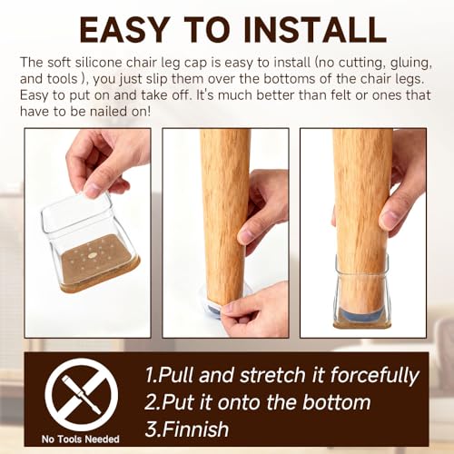 16-Piece Chair Leg Floor Protectors (0.6-0.8 Inch) - Felt Pads for Hardwood Floors, Reduce Noise and Prevent Scratches Fangs - size: fangS