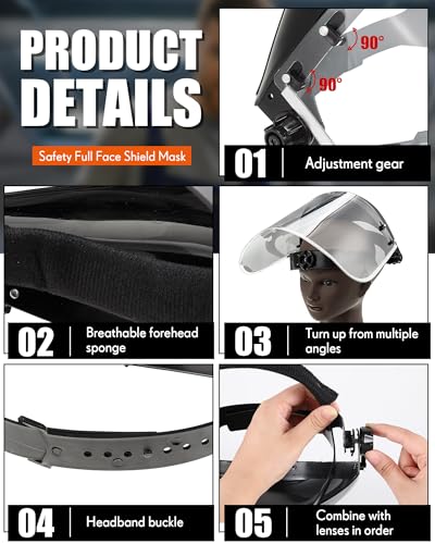 Safety Face Mask Shield with 42.5" Waterproof Rubber Apron Gloves for Men Chemical Grinding Cleaning Industrial - color: Black