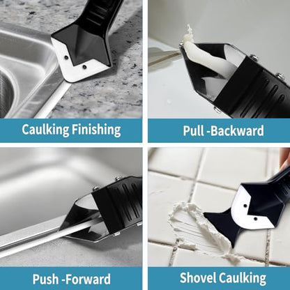 Silicone Caulking Tool Kit，Glass Glue Angle Scraper,Floor Glue Scraper， Caulk Remover Tool, Stainless Steelhead Caulk Remover and Sealant Scraper, Caulk Remover for Kitchen，Bathroom，Window，Joint,