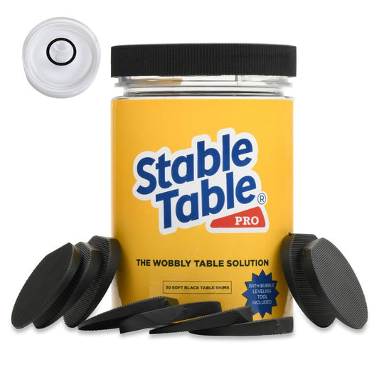 Stable Table - Black Restaurant Table Leg 30 Shim Wedges with Bubble Leveler Premium Furniture Levelers Restaurant TableShims, Home Improvement DIY Levelers, Rubber Type Texture, - color: Black With Bubble