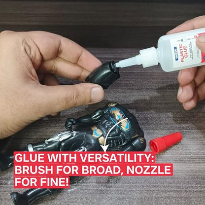 GH1200 (2-in-1) Super Glue for Plastic with Brush Applicator & Nozzle - Fast Setting Plastic Glue Heavy Duty for Solid Bonds, DIY & More, Crystal Clear & No Stain Glue - style: 20g Plastic Glue Brush & Nozzle