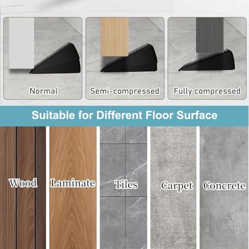2 Pack Heavy Duty Door Stop, Strongest Tall Door Stopper Up to 3 inch, Built-in Spring Door stoppers for Bottom of Door, Large Rubber Door Stopper Wedge for Any Gate Gap