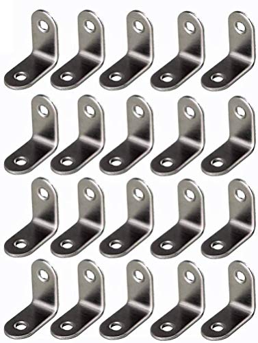Framing Hardware 1/2 x 1/2 Zinc Plated Steel Corner Brace L Brackets with Screws for Picture Frame Reinforcement and Canvas Mounting - 20 Pack