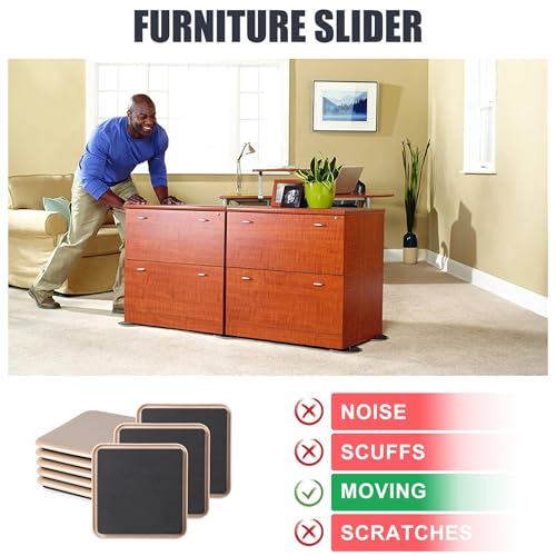 Furniture Sliders, Furniture Sliders Pads for Hardwood Floors, Chair Legs Floors Protectors, Reusable Round Glides Glider, Heavy Duty Furniture Movers Sliders (8 Pcs, 3 1/2 inch，Coffee，Square) - size: 3 1/2" Square-8 Pack Coffee