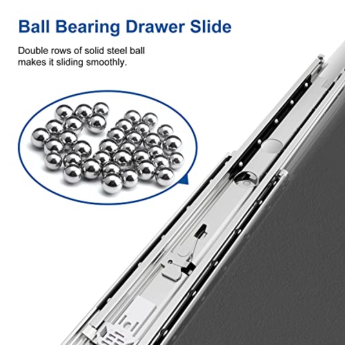 VADANIA 24" Industrial Grade Heavy Duty Drawer Slide with Lock #D76, 3" Widening Up to 379lb Load Capacity, 3-Fold Full Extension, Ball Bearing Lock-in & Lock-Out, Side Mount, 1-Pair - size: 24 Inch, style: #D76(76mm wide)
