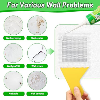 Mckanti Drywall Repair Kit - Spackle & Patch for Wall Holes, Includes 4 Pcs Drywall Patch, Sandpaper, Scraper - color: 3 Pack Wall Spackle