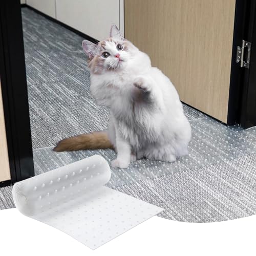 KHS Carpet Protector for Pets, 3.6Ft Plastic Carpet Protector for Doorway, Anti Cat Scratching Carpets, Easy to Cut Floor Runner Under Doorway, Cat Scratch Mat Protector - size: 3.6FT(1PC)