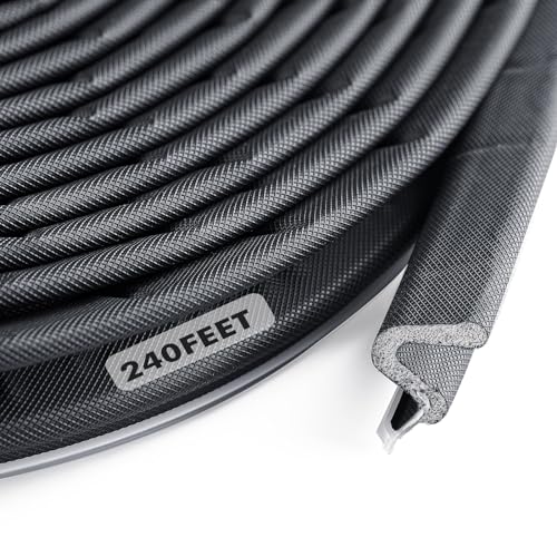 BBTO Weather Stripping Door Seal Exterior Weather Strip for Window V-Shaped Foam Kerf Garage Door Gap Blocker Soundproof Home Improvement Easy to Install(240 Feet,Black) - color: Black, size: 240 Feet