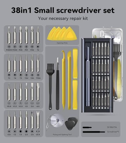 AXTH [Upgraded & Best] 38in1 Small Precision Screwdriver Set, [Military Grade Durability] Magnetic Mini Tool Kit for Core Tech Enthusiasts & DIYers | Repair Phone/Computer/Watch/Laptop/Macbook/More - style: 38in1