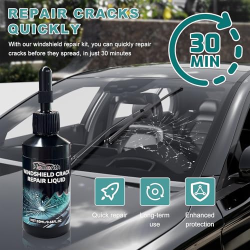 2PCS Windshield Crack Repair Kit, Quick Car Window Cracks Gone Glass Scratch Repair Liquid, Long-Lasting Windscreen Filler Tool Resin Fluid for Cracks Chips Star-Shaped Damage - color: 2pcs