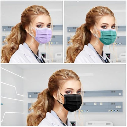 Disposable Face Mask 4-Ply for Adult, Soft Face Masks, Breathable Safety Mask… - color: Green Single