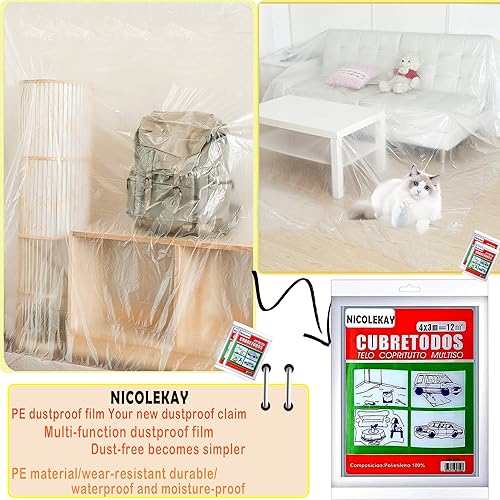 Painter Plastic Drop Cloths Sheet,Waterproof Anti-dust Furniture Cover,9x12 Feet Disposable Tarp for Painting 2 Piece - size: 2