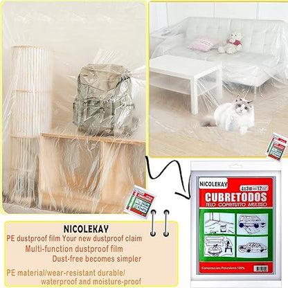 Painter Plastic Drop Cloths Sheet,Waterproof Anti-dust Furniture Cover,9x12 Feet Disposable Tarp for Painting 2 Piece - size: 2