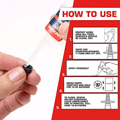 Loctite Super Glue Liquid Longneck Bottle, Clear, 0.35 fl oz Bottle, 1 Pack - Superglue for Plastic, Wood, Metal, Crafts & Repair, Cyanoacrylate Adhesive Instant Glue, Quick Dry - size: 0.35 fl oz (Pack of 1)