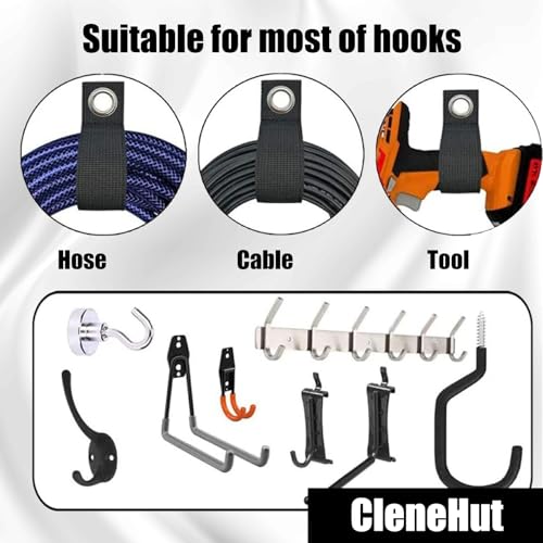12 Pack Heavy Duty Storage Straps, 13 Inch Extension Cord Holders & Cable Organizer with Rust-Resistant Grommet, Heavy Duty Cable Straps for Garage, Camping, RV, Home Organization