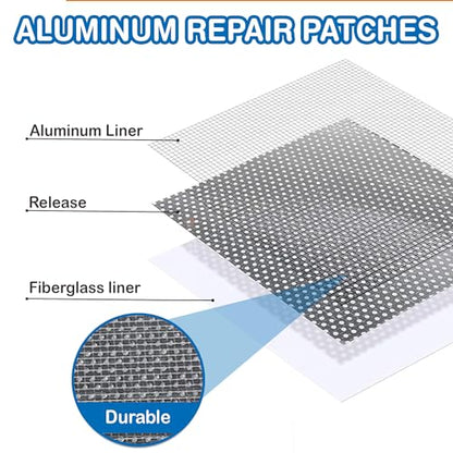 Drywall Repair Kit 4 Pack, 4, 6 Inch Aluminum Wall Repair Patch Kit with Small, Medium Scrapers, Sandpaper, Self Adhesive Fiber Mesh, Dry Wall Hole Repair Patch, Galvanized Metal Patch ( 8 Pcs ) - size: 8 Pcs (4",6")