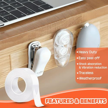 Double Sided Tape Heavy Duty, Nano Double Sided Adhesive Tape, Clear Mounting Tape Picture Hanging Adhesive Strips (9.85FT)