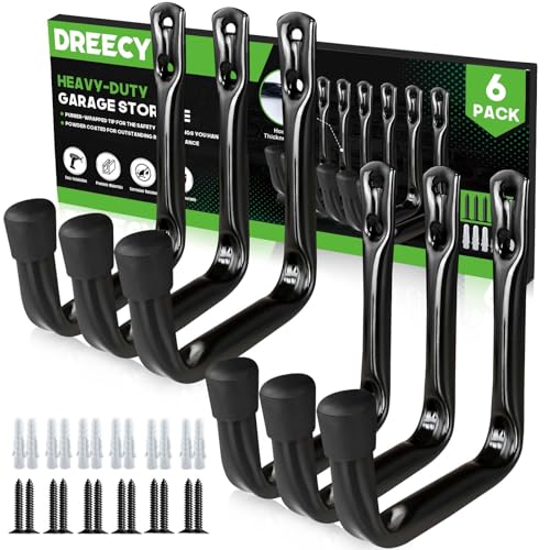 Dreecy J Utility Hooks for Hanging Heavy Duty Garage Storage Utility Hooks for Garage Wall, Color Black, 6 Pack - size: Small 6 Pack