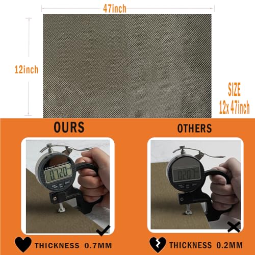 Titanium Adhesive Backed exhaust heat shield 12'' X 47'' for wall behind grill 2500 Degrees High Temp Protection Material Thermal Barrier Blanket Mat - size: 12'' X 47''