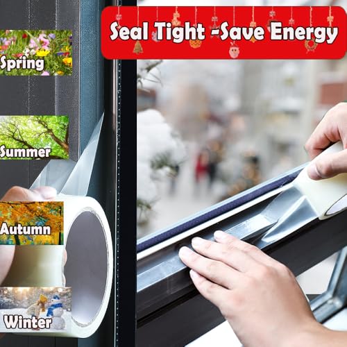 MRPAPA 2 Inch x 90 FT Window Sealing Tape,Airtight Insulation Tape that Blocks Drafts Residue-Free Clear Weather Stripping Windproof for Window/Door/Car (2)