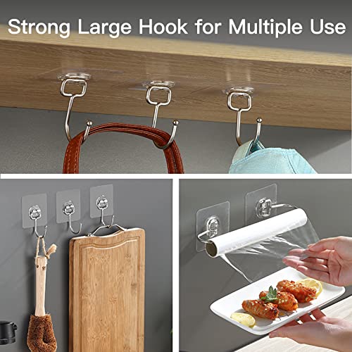 Large Adhesive Hooks for Hanging Heavy-Duty 44Ib(Max) 30 Packs, Wall Hangers without Nails Self-Adhesive Traceless Clear and Removable, Waterproof and Rustproof Multiple Uses for Bathroom Kitchen Home - size: 30 Large Hooks