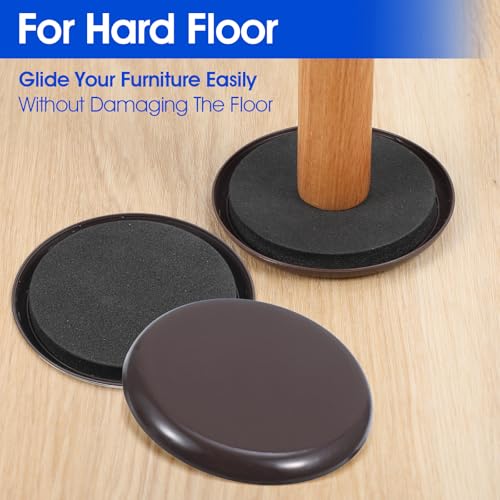8 PCS Furniture Sliders for Carpet, Round Plastic Moving Slider, 3.5 Inch Furniture Sliders for Hardwood Floors on Carpet Protectors(Brown) - style: Round