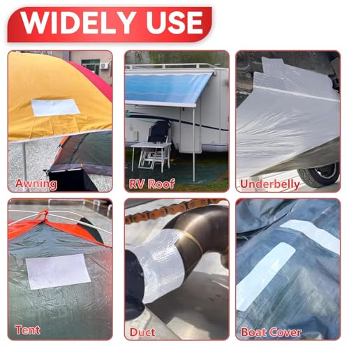 Birllaid Waterproof RV Awning Repair Tape for Tent,Tarp, Boat Covers Repair Tape,RV Awning, Sail Tape, Tear Repair Patch Kit, 5 Inch x 30FT (White) - color: White, size: 5 Inch x 30FT