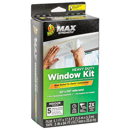 Duck MAX Strength Window Insulation Kit, Winter Window Seal Kit Fits up to 5 Windows, Heavy Duty Shrink Film Cuts to Size for Easy Indoor Installation, Window Tape Included,62 in. x 210 in., Clear - size: Standard Window - 30 Pack
