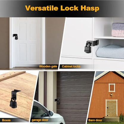 90 Degree Door Lock Latch, 4 Inch Stainless Steel Hasp Latch with Padlock Keys Screws, Heavy Duty Hasp Lock, Waterproof Pad Lock Latches for Mailbox Wooden Gate Shed Cabinet - style: 90 Degree