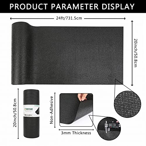 Foam Toolbox Liner Drawer Mat 1/8 Inch Thick X 20 Inch Wide X 24 Ft Long Black, No Slip for Protecting Cabinet, Garage, Cart, Tool Box - color: Black, size: 20"W x 288"L