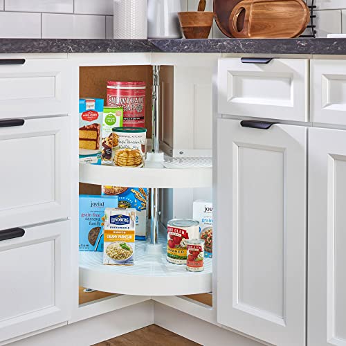 Rev-A-Shelf 28" Pie-Cut Dual Tier Lazy Susan Organizer for Corner Wall Kitchen Cabinets, Plastic Home Rotating Storage Shelves, White, 2942-28-11-1 - size: 28 in