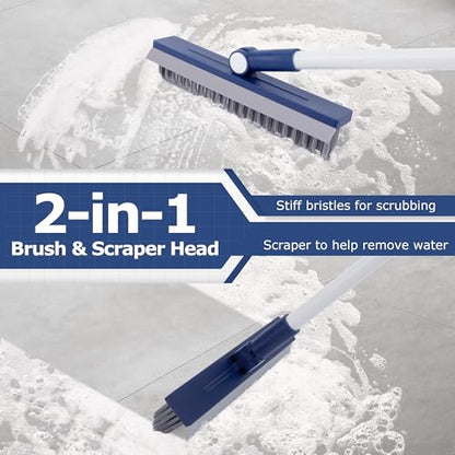 IVYROLL Grout Brush with Long Handle, Grout Cleaner Brush for Tile Floors, Stiff Bristles for Crevice, Tile Line, Shower, Kitchen, Bathroom - color: Blue