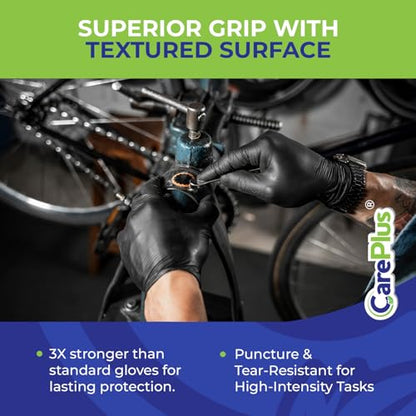 CARE PLUS Nitrile Gloves for Medical Use - Powder & Latex-Free - Black/Blue - S, M, L, XL - 100, 200, 1000 - color: Black, size: Small
