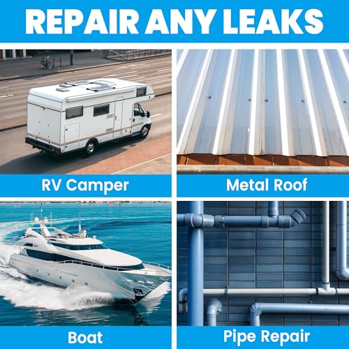 TAPEBEAR RV Sealant Tape 4"×50', White RV Roof Tape Waterproof Seal Tape UV & Weatherproof Repair Sealant Roofing Tape Stop Leak for Camper, Trailer, Boat, Truck - size: 4 Inch x 50 Feet