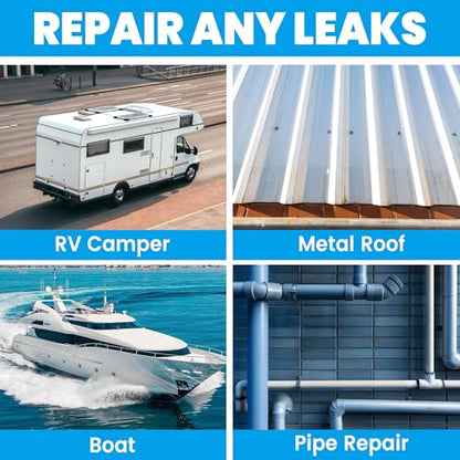 TAPEBEAR RV Sealant Tape 6"×50', White RV Roof Tape Waterproof Seal Tape UV & Weatherproof Repair Sealant Roofing Tape Stop Leak for Camper, Trailer, Boat, Truck - size: 6 Inch x 50 Feet